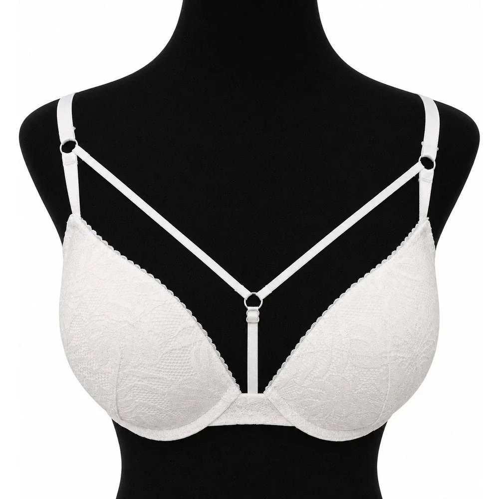 Victoria's Secret Very Sexy Push Up Underwire Padded Bra Size‎ 32DDD White Lace